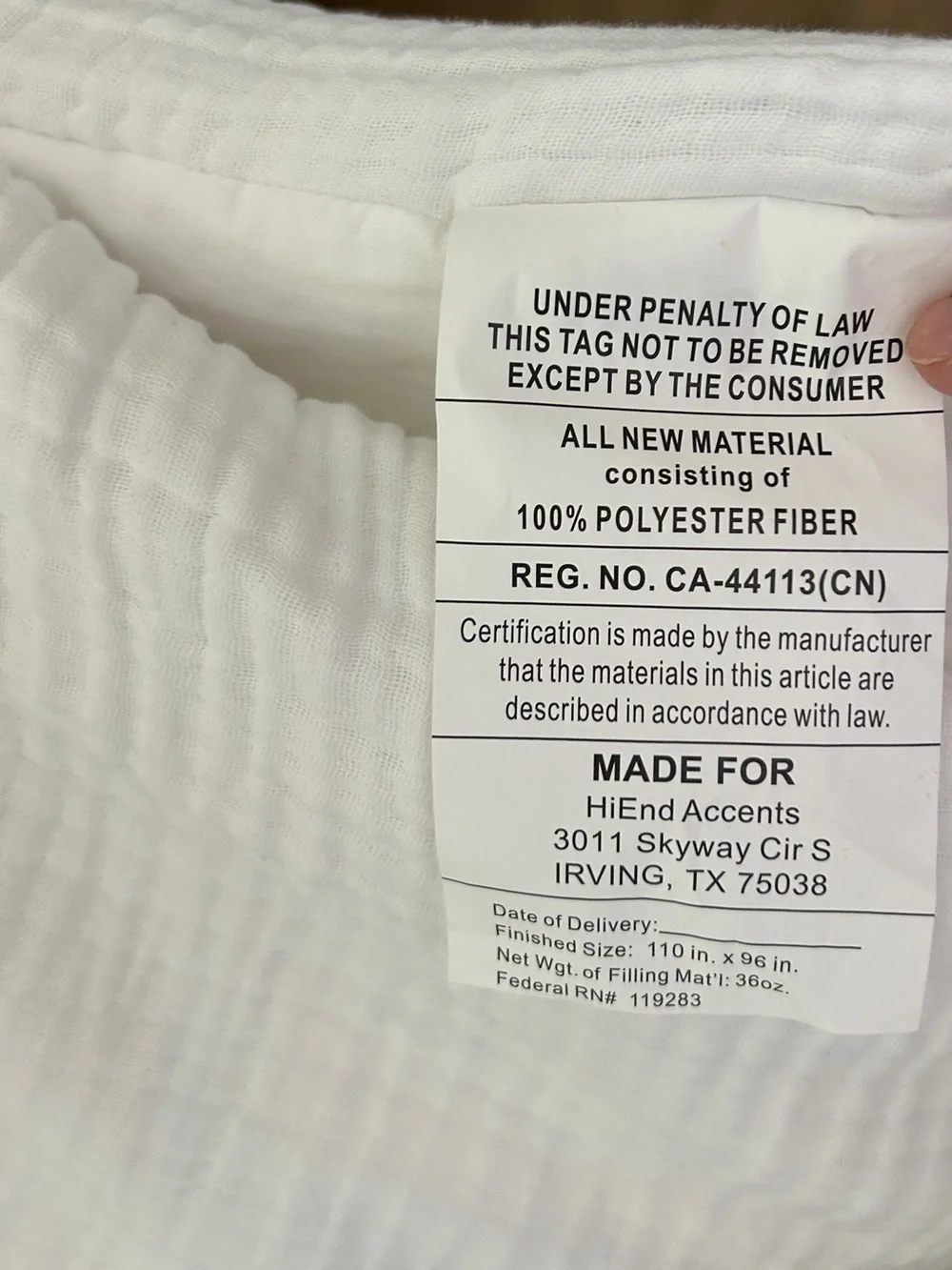 White Cotton Comforter - Lightweight farmhouse style